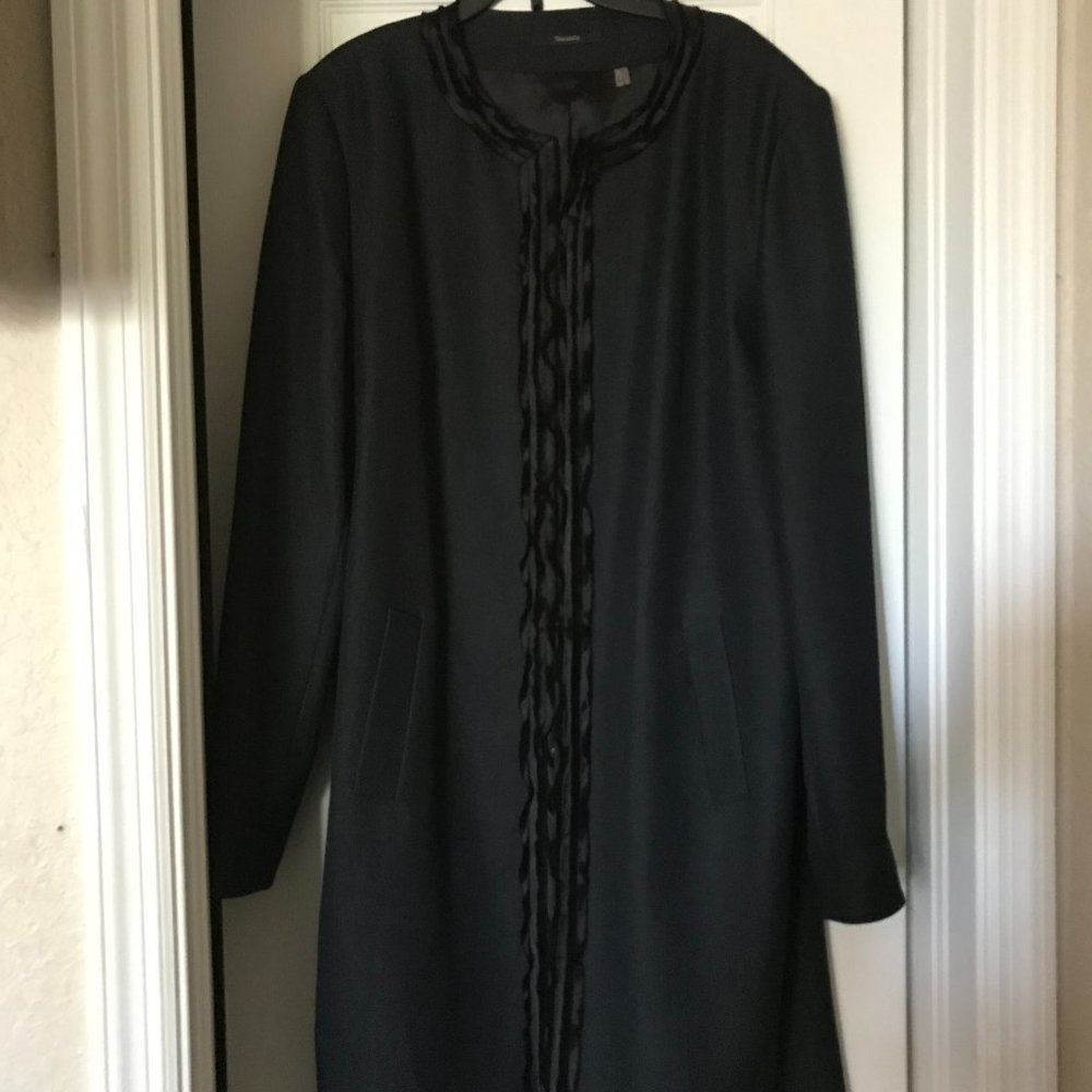 Blue Tahari blazer/jacket with black satin trim